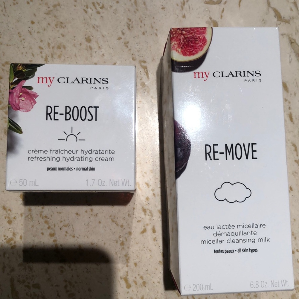 Clarins re-boost repair cream and makeup remover